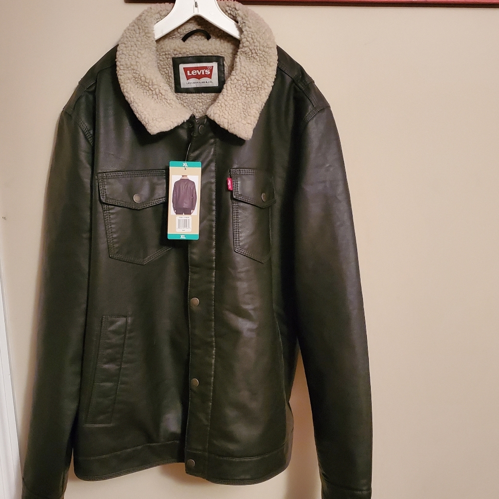 Levi Stratus Faux Leather Bomber Jacket XL